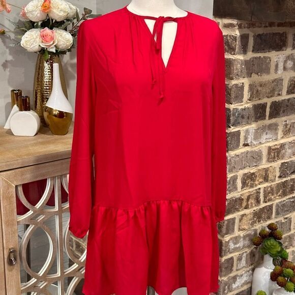 THREE EIGHTY TWO Women’s Ruffled Dress in the Size Large in the Color Red - Picture 7 of 14